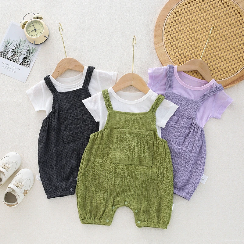 儿童纯棉宝宝夏季连体背带裤韩版幼儿洋气薄款夏款婴幼儿小童