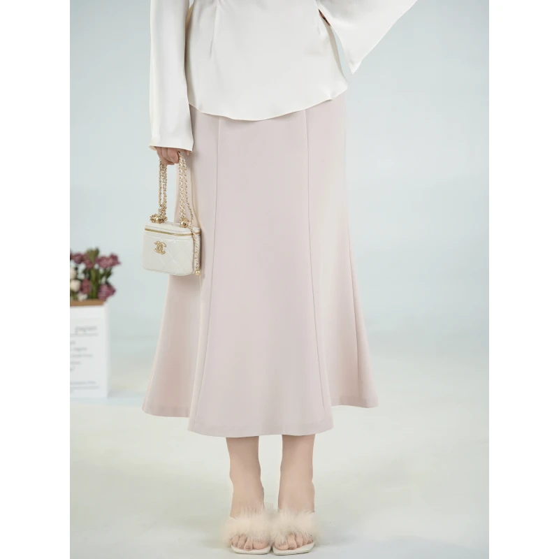 QC李潇洒【人鱼系列】微胖大码春法式轻熟风淡粉显瘦高腰鱼尾裙