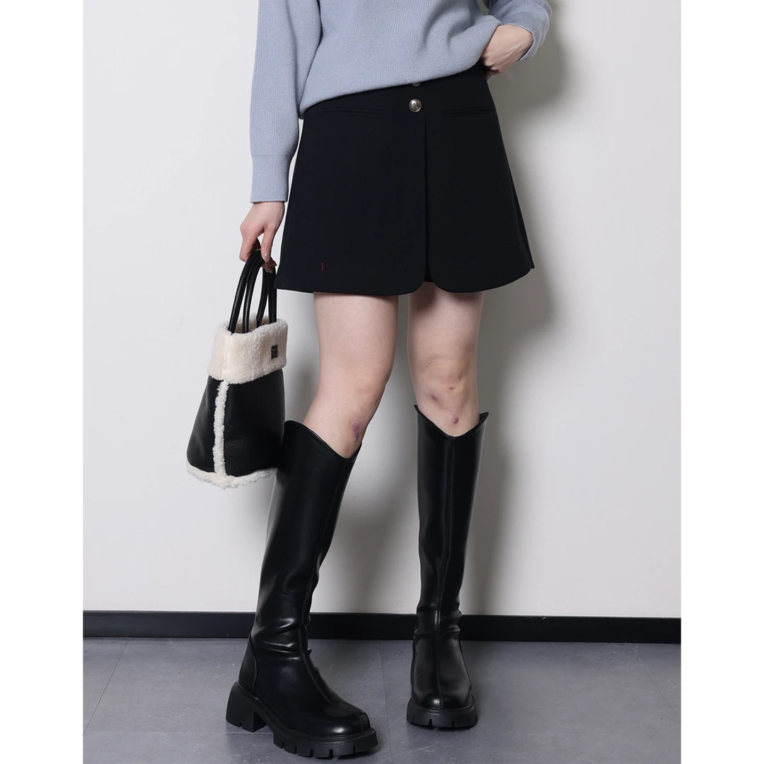 QC李潇洒【甜洛摩卡】微胖大码女冬轻熟风休闲裙裤短裤显瘦高腰裙