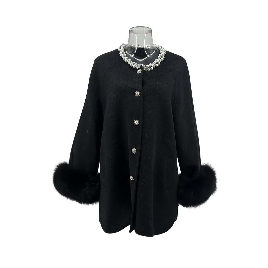 秋冬黑色双面呢轻奢羊毛大衣 24XDB006B