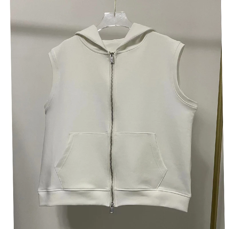 液安棉弹力精梳双面棉连帽秋季百搭休闲女式外搭马甲