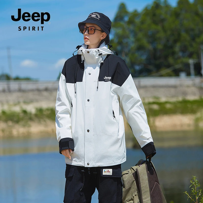 JEEPSPIRIT吉普运动三合一冲锋衣情侣潮牌防风防水登山连帽外套
