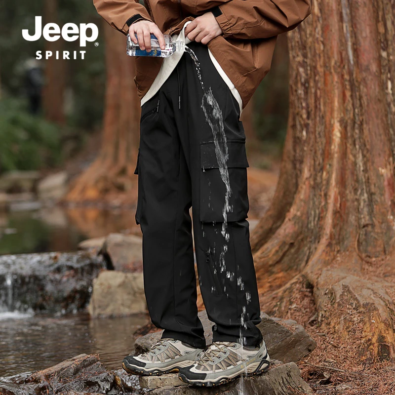 JEEPSPIRIT吉普工装裤子春季直筒休闲长裤潮牌美式机能伞兵冲锋裤