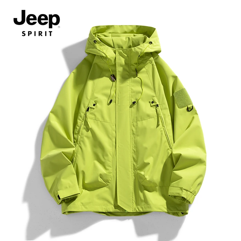 JEEPSPIRIT吉普春秋季潮流户外冲锋衣潮牌休闲百搭宽松防水外套衣
