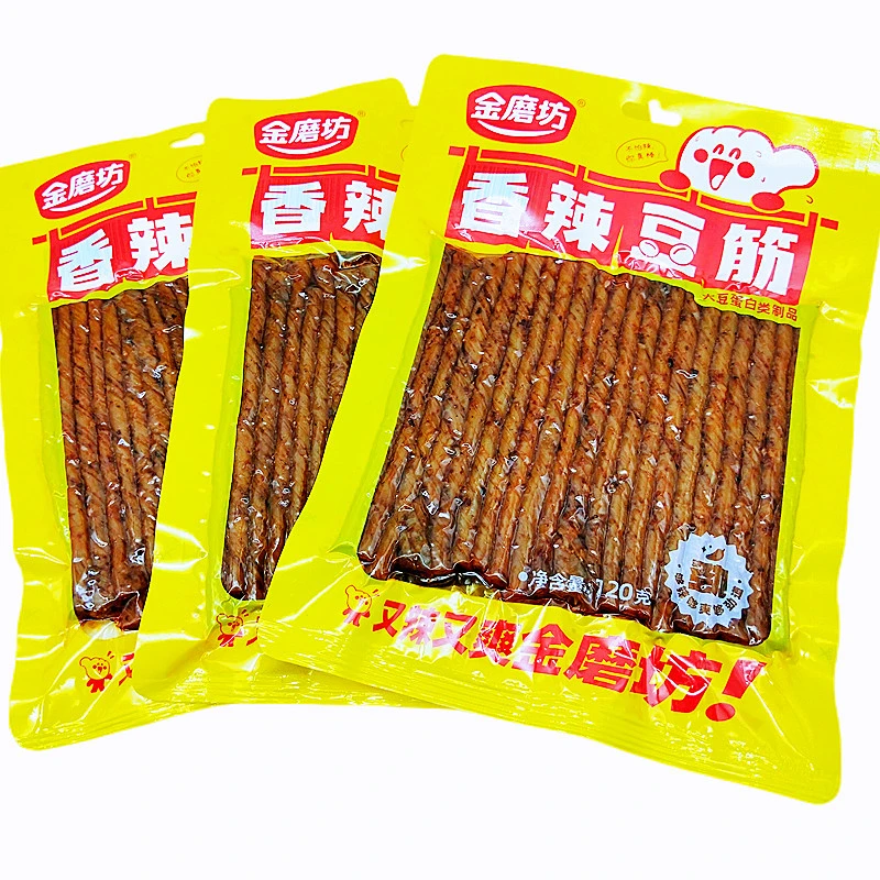 金磨坊香辣豆筋120克大包辣条休闲零食小吃豆皮手撕素牛筋劲道