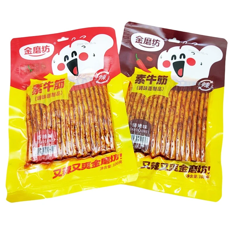 金磨坊素牛筋100克网红辣条休闲零食品调味面制品香辣味烧烤味