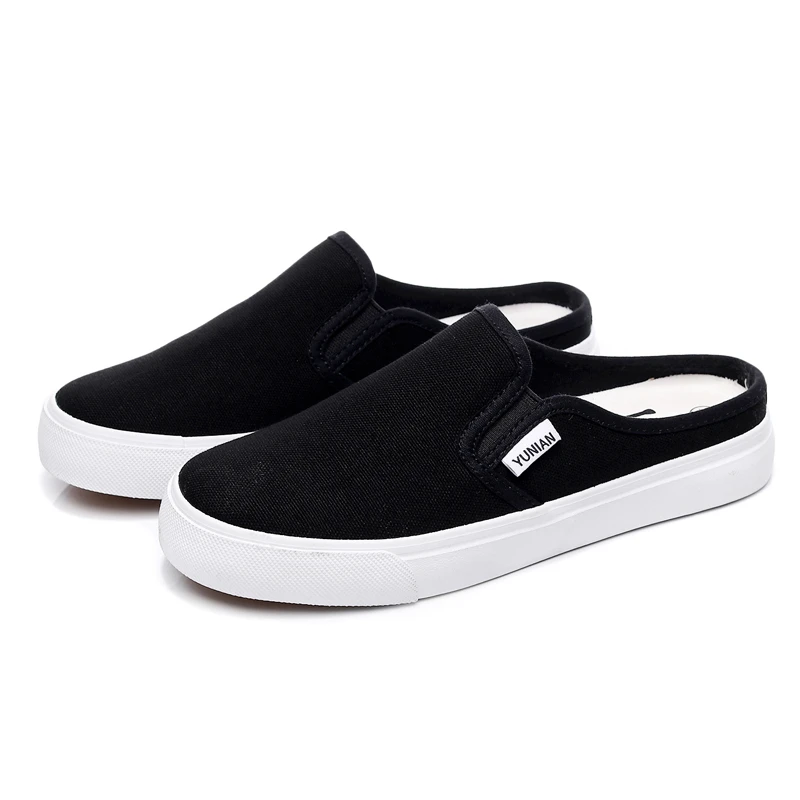 夏季低帮半拖平底懒人鞋糖果色学生布鞋外穿潮鞋布鞋女帆布鞋女