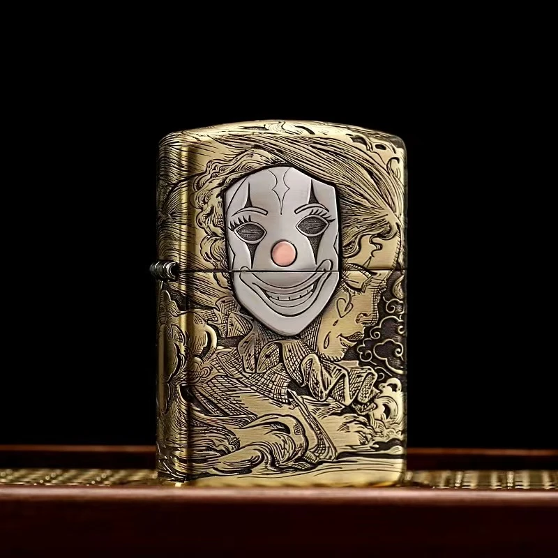ZIPPO打火机面具人生五面精雕精刻贴章盔甲机盘玩收藏个性男士DIY