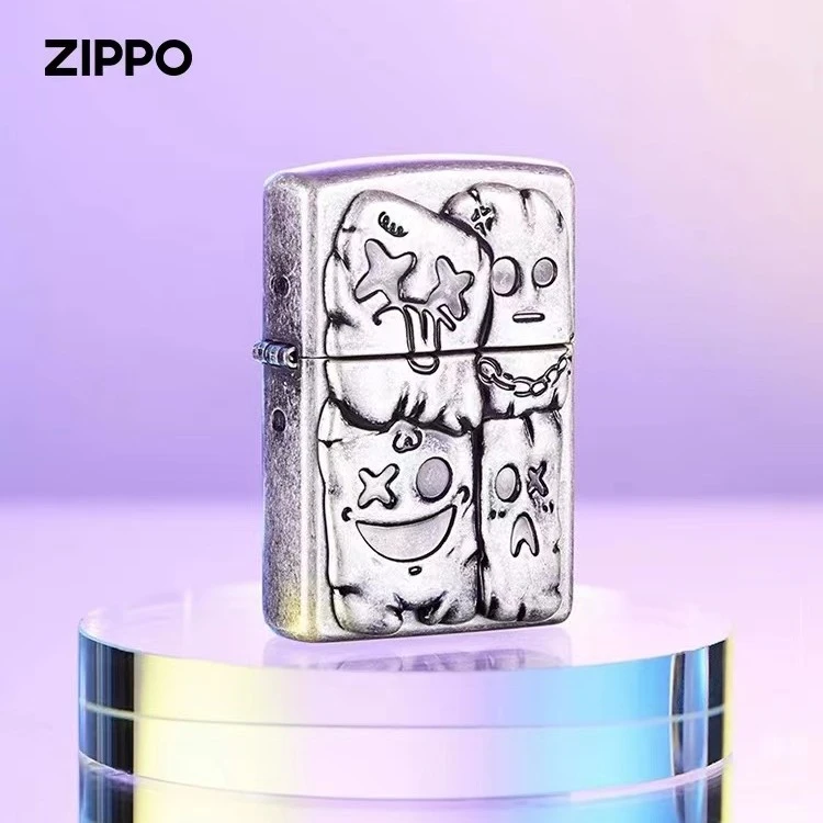 ZIPPO/之宝打火机官方正版情绪精灵仿古银贴章 个性男士TCJ1