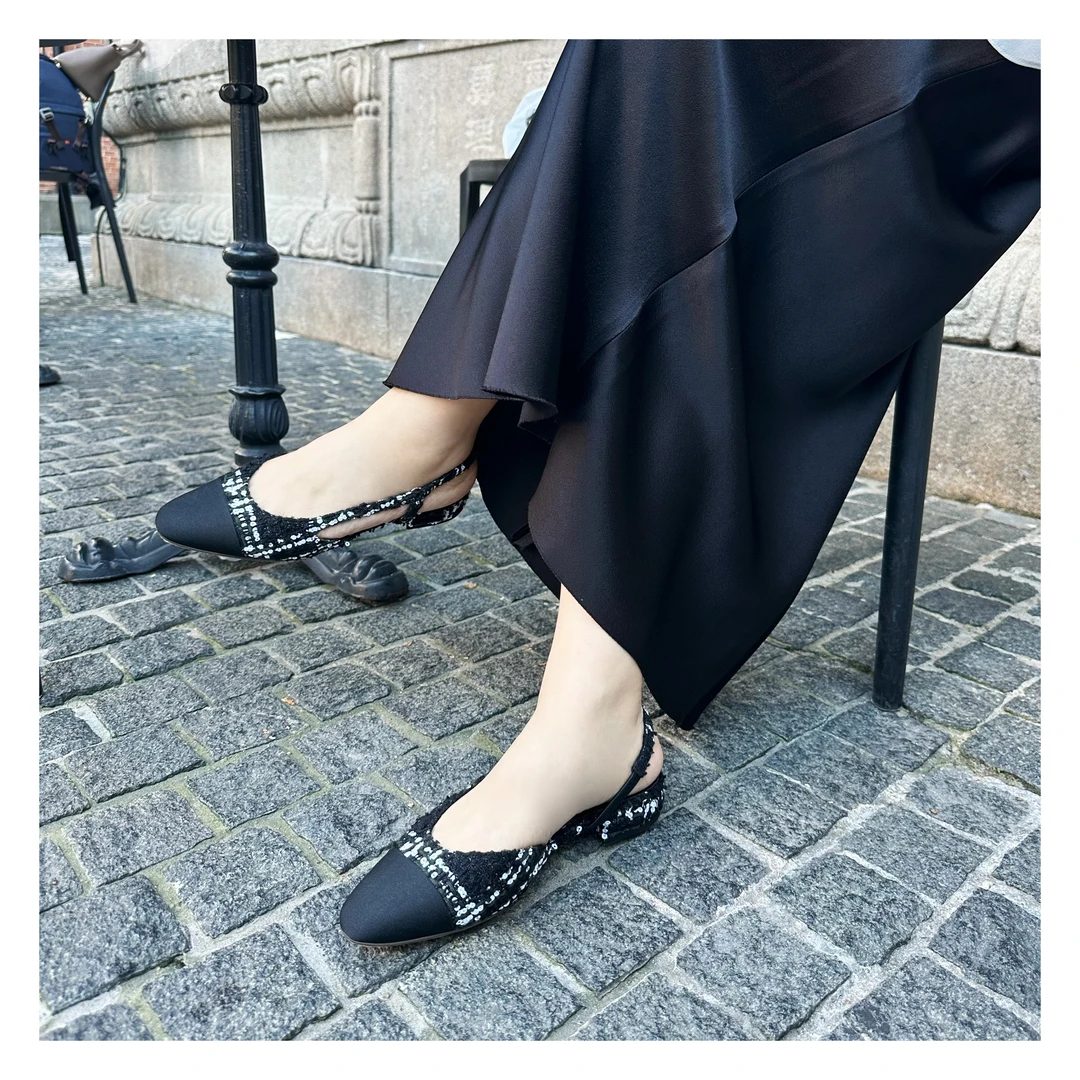 MANIKA GUAN 2025年新款舒适时尚夏季黑色女士圆头单鞋MK2077055