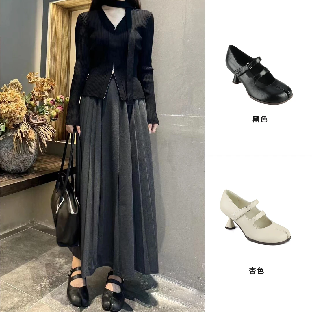 MY WANTS方头高跟单鞋女士真皮2024年春夏新款增高MW1102692