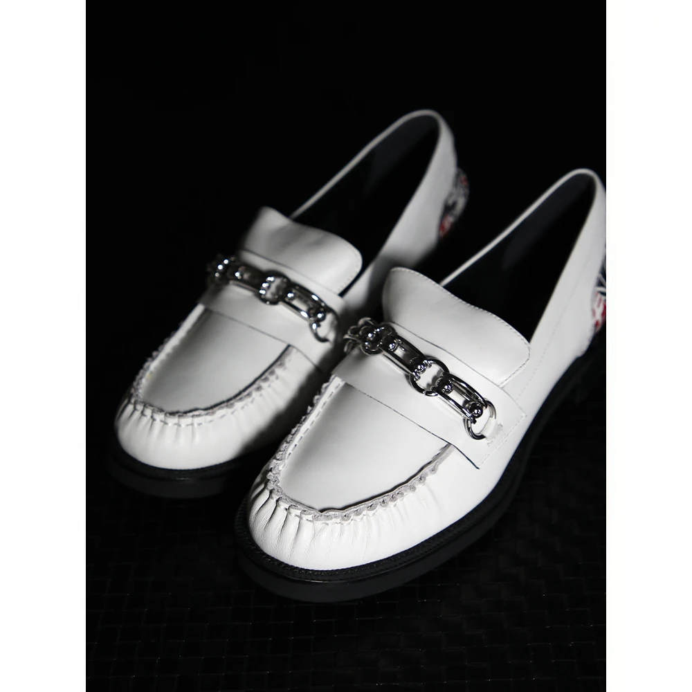 MANIKA GUAN 新款爆品女士真皮百搭时尚休闲厚底乐福鞋WL20750028