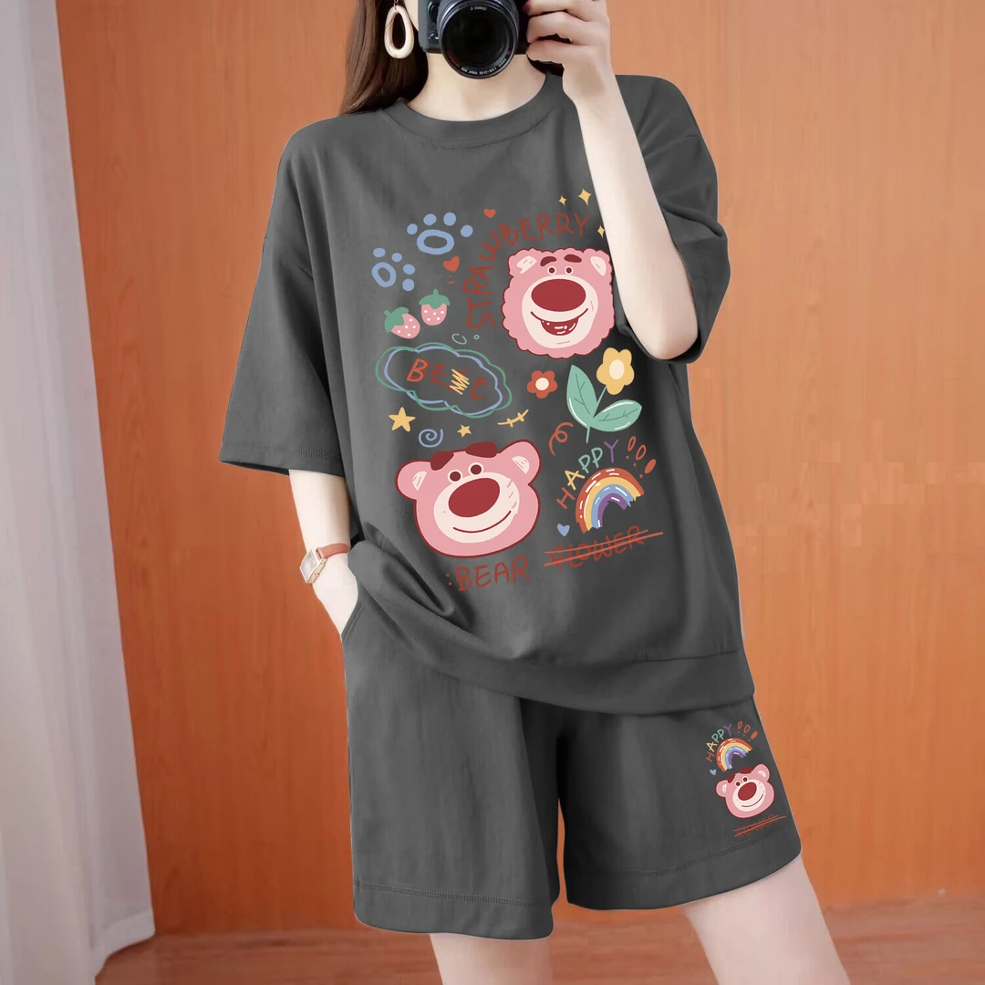 【赠运费险】夏季纯棉休闲运动服套装大码短袖女士夏款胖MM宽松显瘦