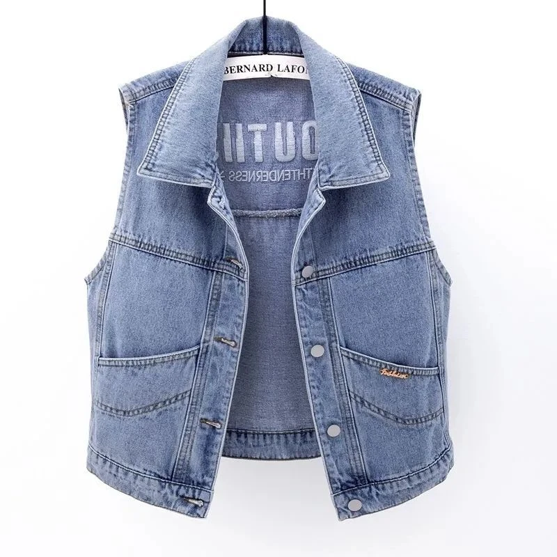 牛仔马甲女春秋季百搭刺绣新款洋气显瘦外穿外搭潮上衣背心外套女