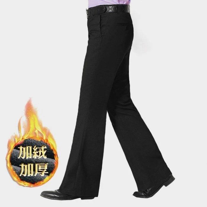 秋冬厚款加绒加厚喇叭裤男保暖西裤直筒微喇宽松阔腿休闲大脚长裤