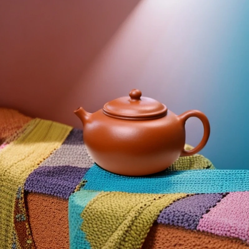 朱泥紫砂壶手工精制贡珠壶原矿泥料145cc