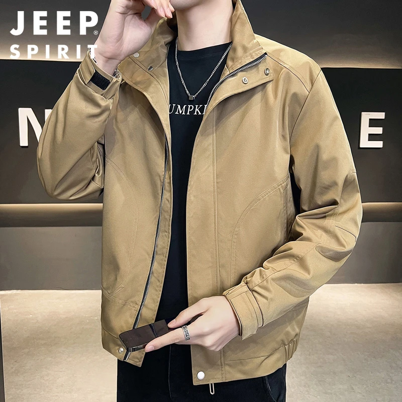 Jeep吉普大码夹克男士春秋新款休闲百搭加大翻领韩版帅气外套男装