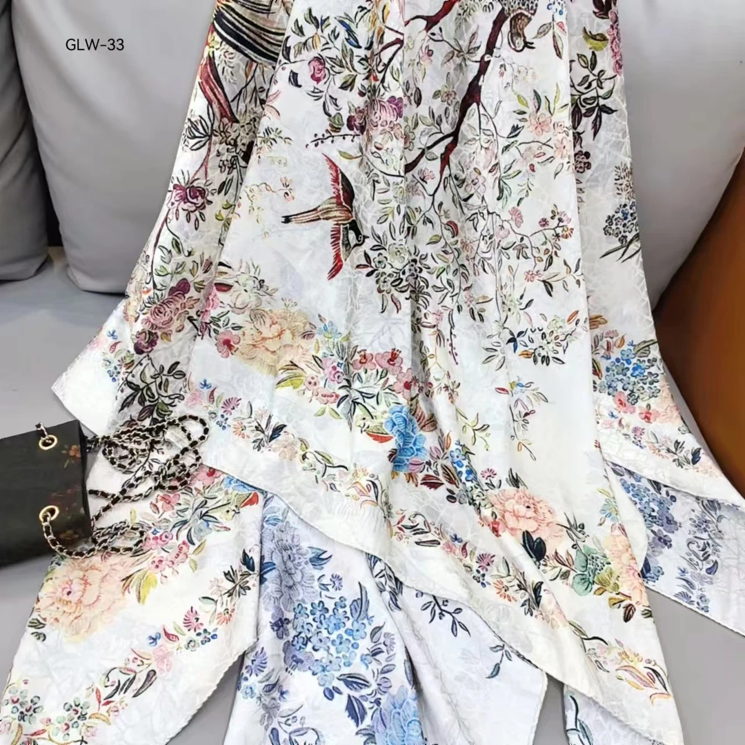 【百鸟朝凤】新版香云龟裂纹140*140时尚女士双面大方气质国风方巾