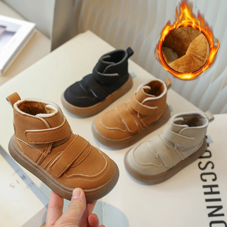 男童鞋二棉运动鞋2023冬季新款儿童加绒鞋子女宝宝高帮保暖棉鞋潮
