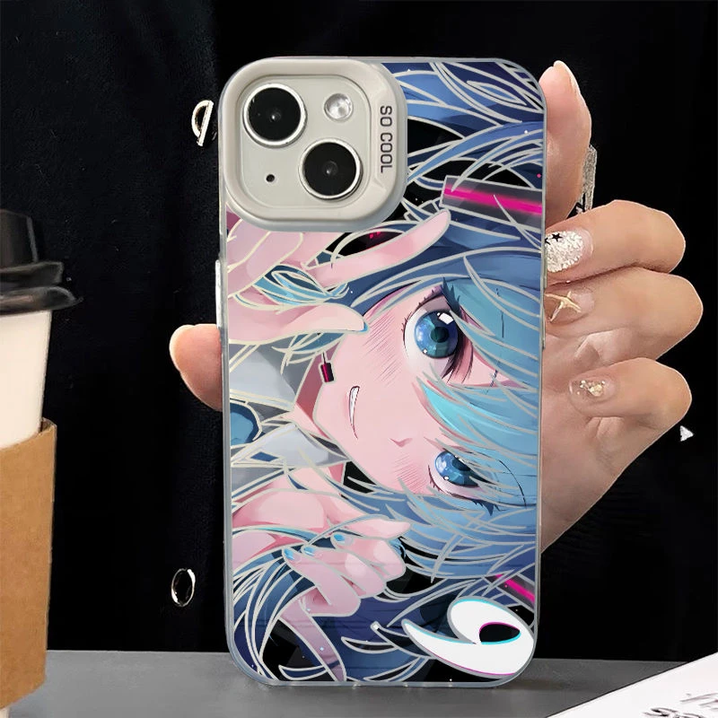 创意横屏初音适用华为oppo荣耀vivo小米苹果13手机壳1plus4镭射15
