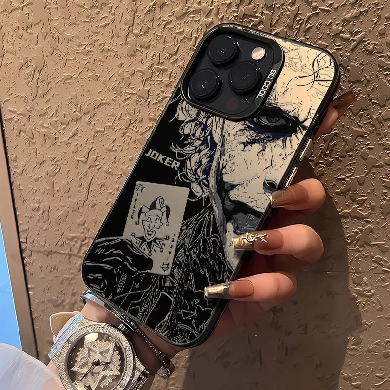 扑克小丑金属按键适用华为vivo小米oppo荣耀苹果16手机壳15镭射14