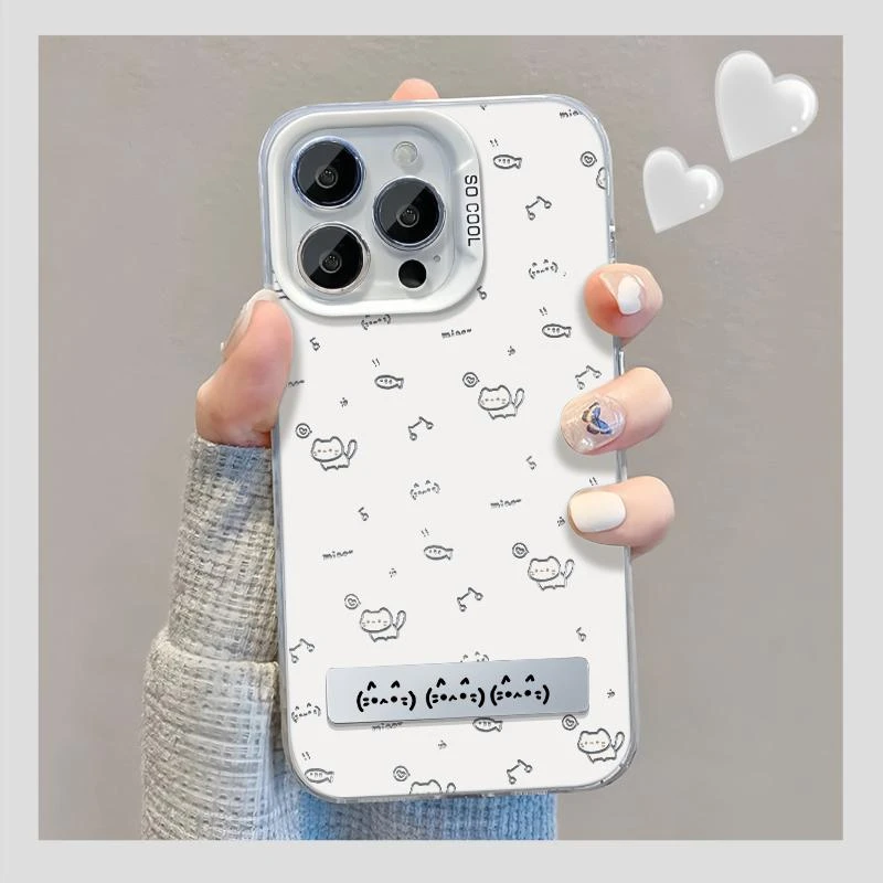 满屏小猫咪鱼适用华为oppo荣耀vivo小米苹果13手机壳14镭射15支架