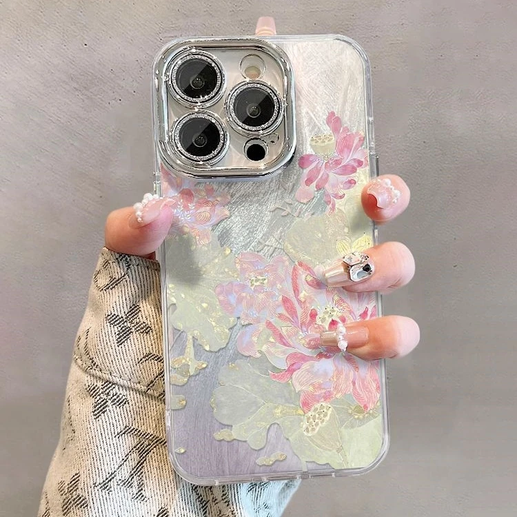 国风荷花苹果13手机壳iPhone15小众14Plus精孔11气囊12promax防摔