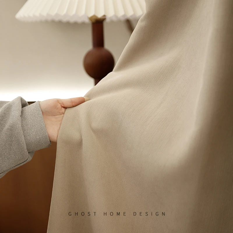 古思特天目里奶茶可可灰窗帘北欧现代原木风美式中古客厅卧室