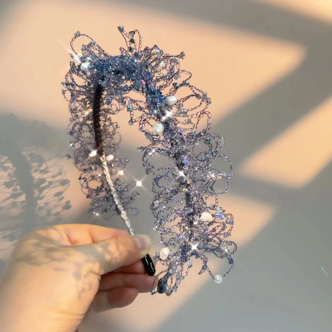 西子高端定制手工钩编工艺水晶饰品配饰发箍