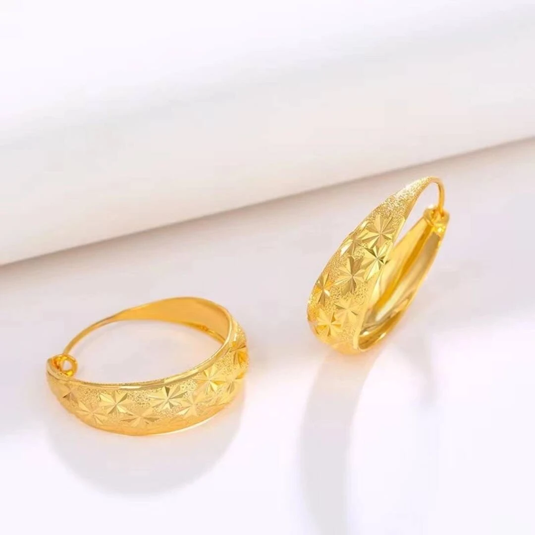 合金耳饰 金版气质优雅妈妈耳环  黄金色满天星妈妈耳饰百搭耳坠