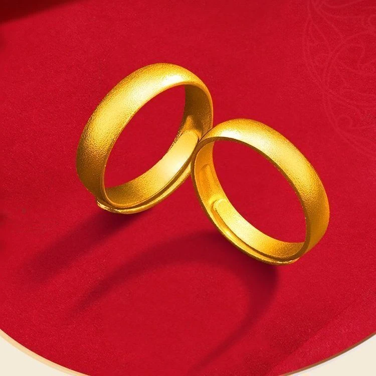 【高定情侣戒指】正品素圈戒指精美爆款时尚男女结婚对戒古法金戒