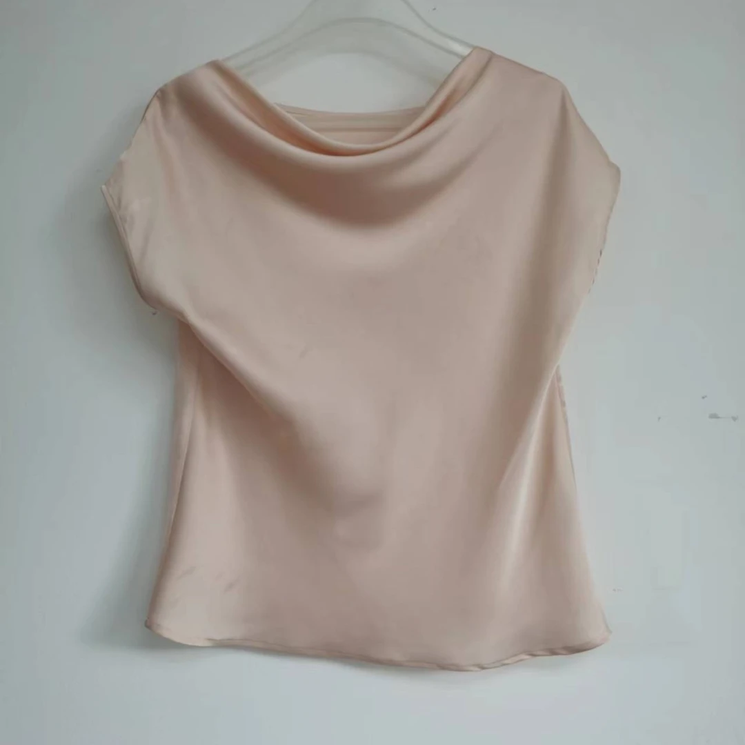 缎面斜纹小荡领宽松气质衬衣衬衫时尚百搭女士简约休闲打底轻奢