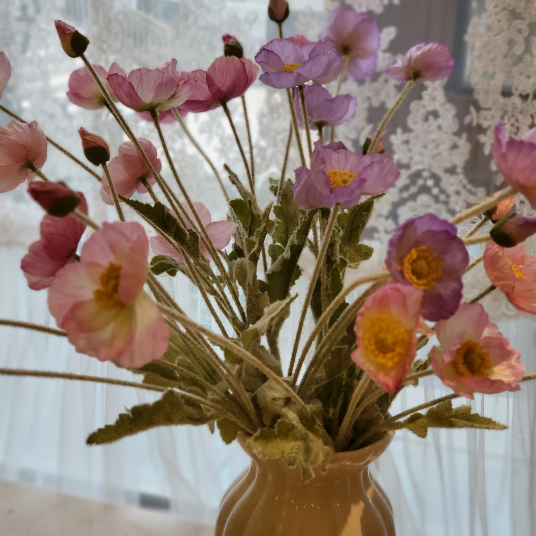 虞美人仿真花假花ins客厅装饰花摆设花束花瓶摆件手捧花