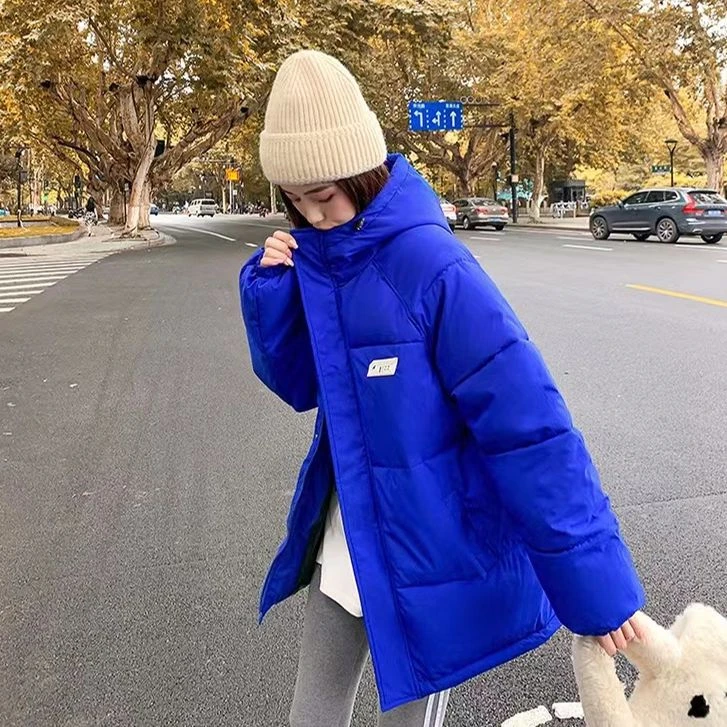 2023秋冬新款连帽克莱因蓝潮流时尚棉服外套922