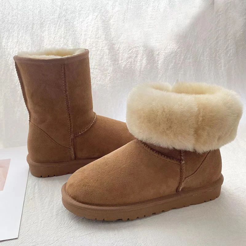 雪地靴女中筒冬季保暖加厚女靴子东北防滑棉鞋