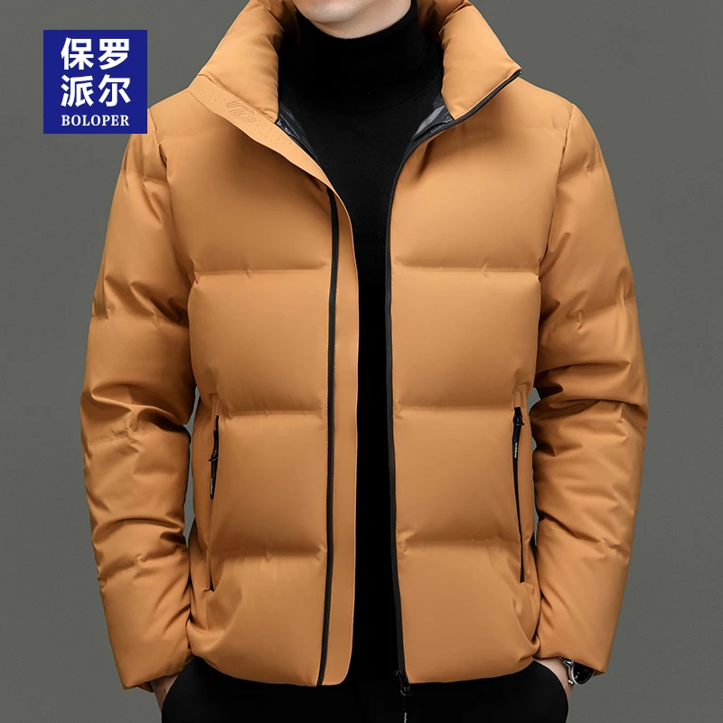 保罗男士羽绒服2025新款冬季加厚保暖立领短款极寒潮流冬装外套男