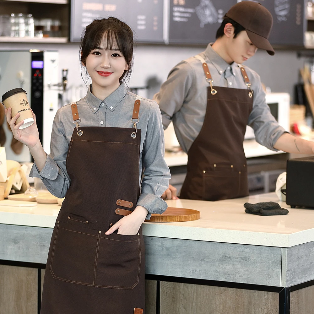 网红围裙防水防油餐饮工作居家做饭咖啡店服务员广告围腰耐脏围裙