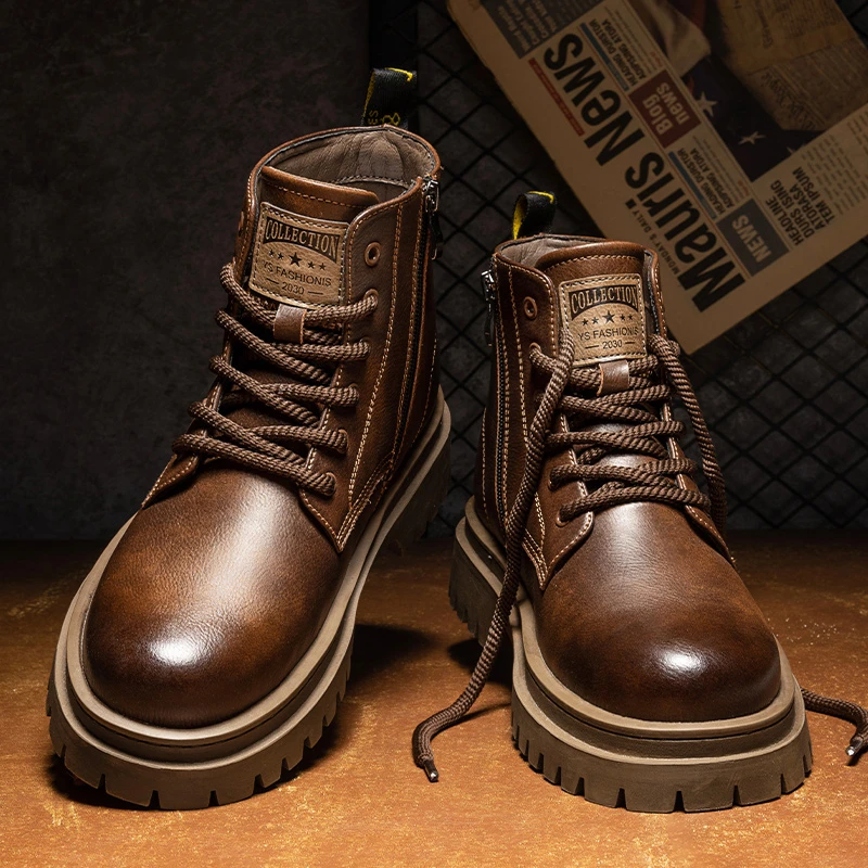 男鞋高帮爆款新款马丁靴英伦休闲工装靴百搭复古冬季痞帅马丁靴