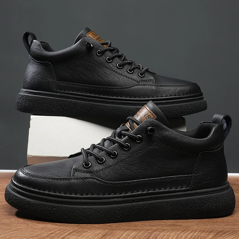 男鞋休闲皮鞋2025新款男士板鞋黑色马丁靴百搭运动时尚鞋子男款