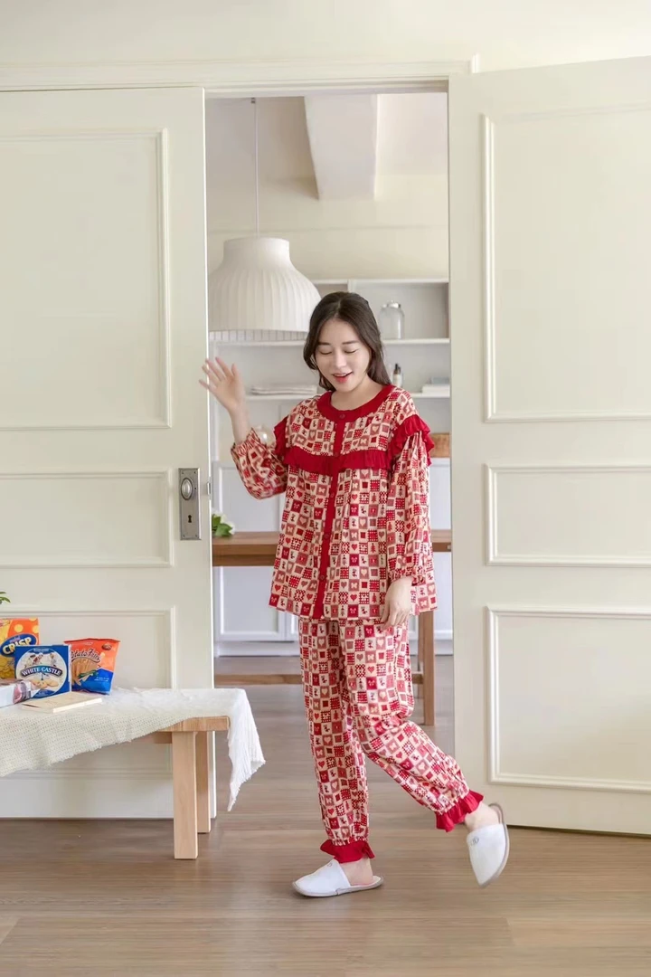 【厂家大促-黑桃♠A】山茶花舒适家居服大红色睡衣T2366和NT2366