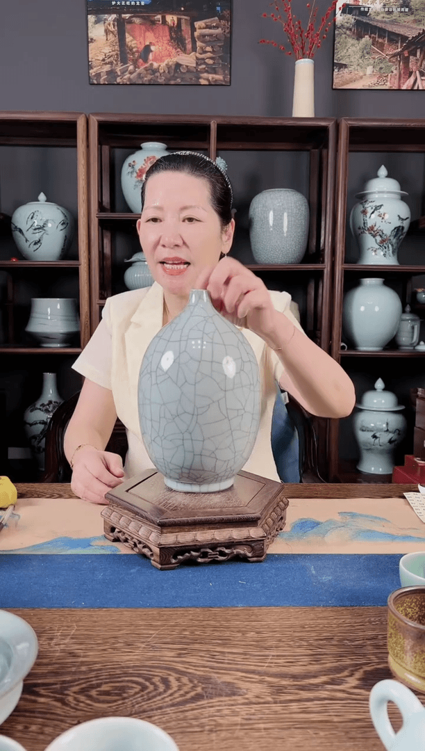 【闪购商品】杯纯手工 哥窑 收口瓶