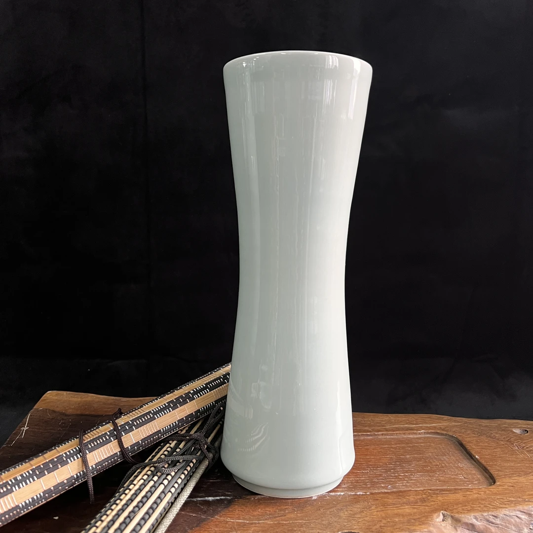 青瓷 纯手工 粉青 小花器 直口瓶