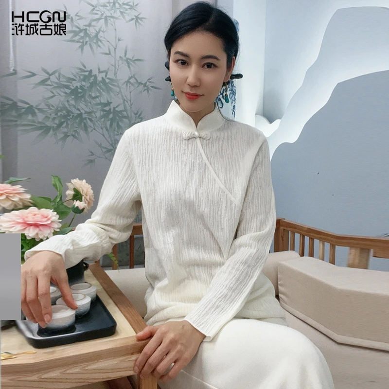 【全羊毛】国风手工盘扣立领时尚百搭高领羊毛针织衫-WM1122200