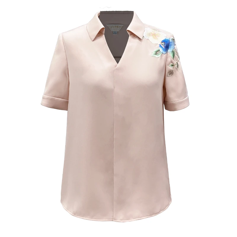 夏季新款中国风立体刺绣花时尚气质翻领女茜熙语岚减龄-BMT18751