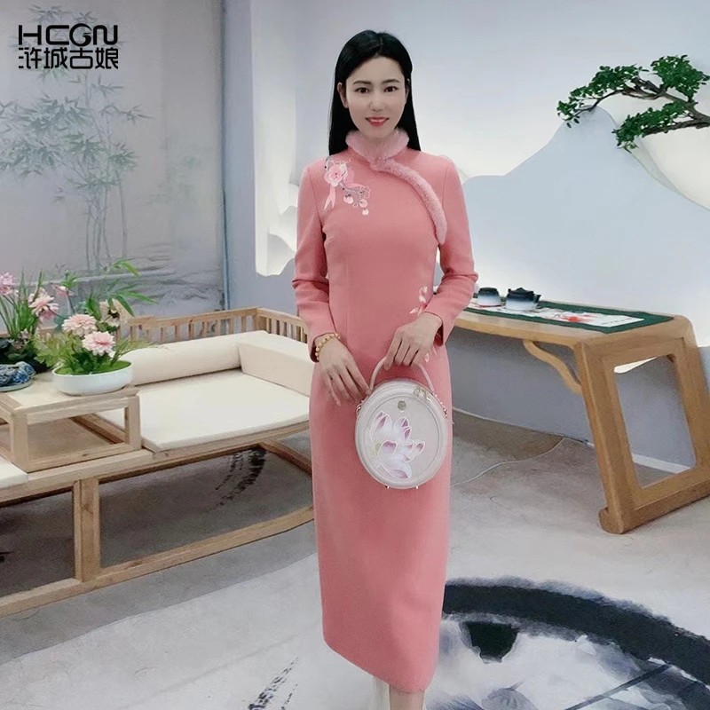 浒城古娘中式国风气质优雅高贵修身日常简约风妙音旗袍-17D22569