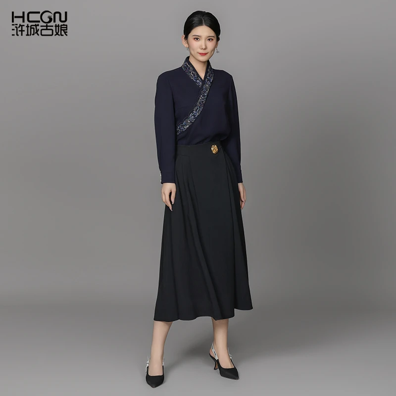 国风复古精致刺绣百搭经典汉服显瘦气质女长袖迎春衬衫ACL181012