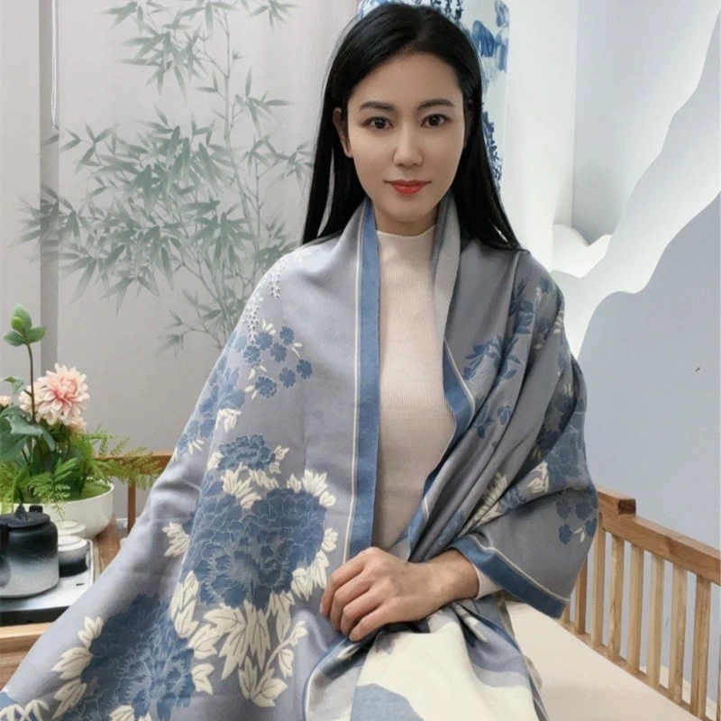 秋款国风精致印花百搭舒适时尚文艺舒适亲肤保暖女围巾WW1021177