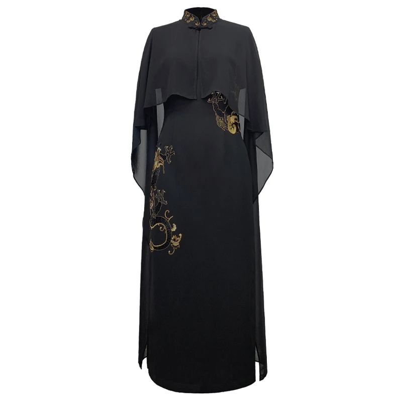 浒城古娘中式国风气质优雅复古高贵刺绣惊鸿仙子连衣裙-22B17175