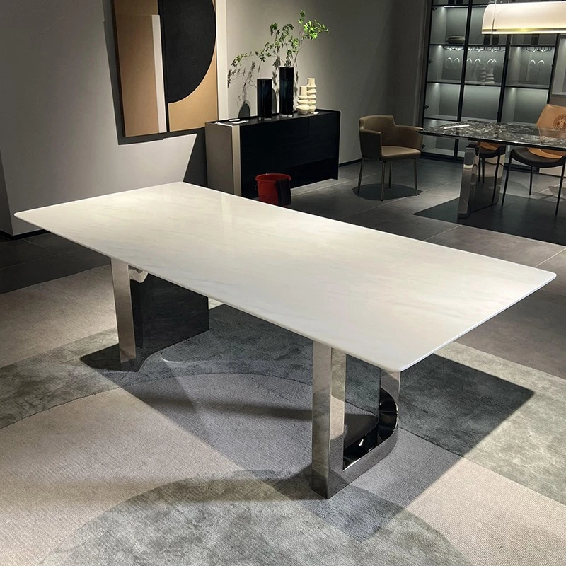 卡里冰玉奢石餐桌家用长方形进口天然石