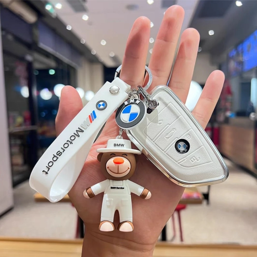 宝马真皮钥匙扣挂件 牛皮BMW小熊钥匙挂件 刀锋汽车钥匙扣情侣款